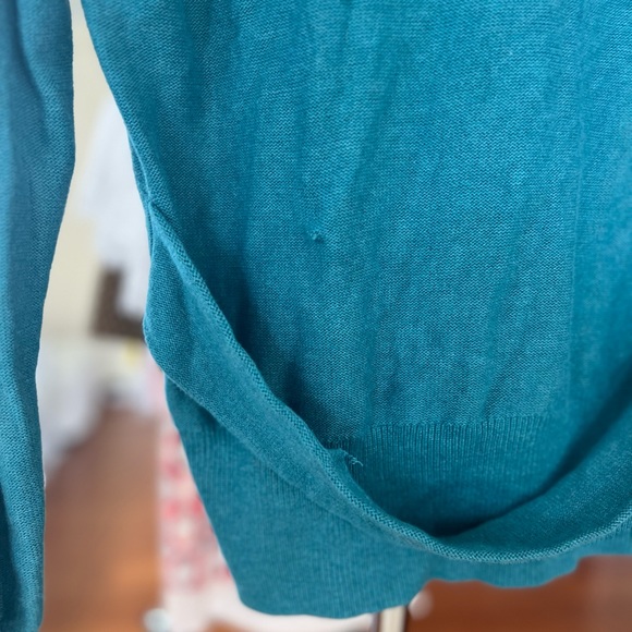 Cabi Tearoom Cardigan Teal Blue Green Fur V-Neck Long Sleeve 3018 Sz M - Picture 8 of 8